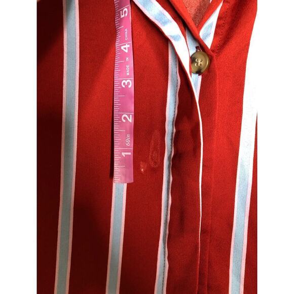 Sweet Baby Jamie Top Striped Long Sleeve Collared Button Front Shirt Red Blue S - Picture 7 of 11